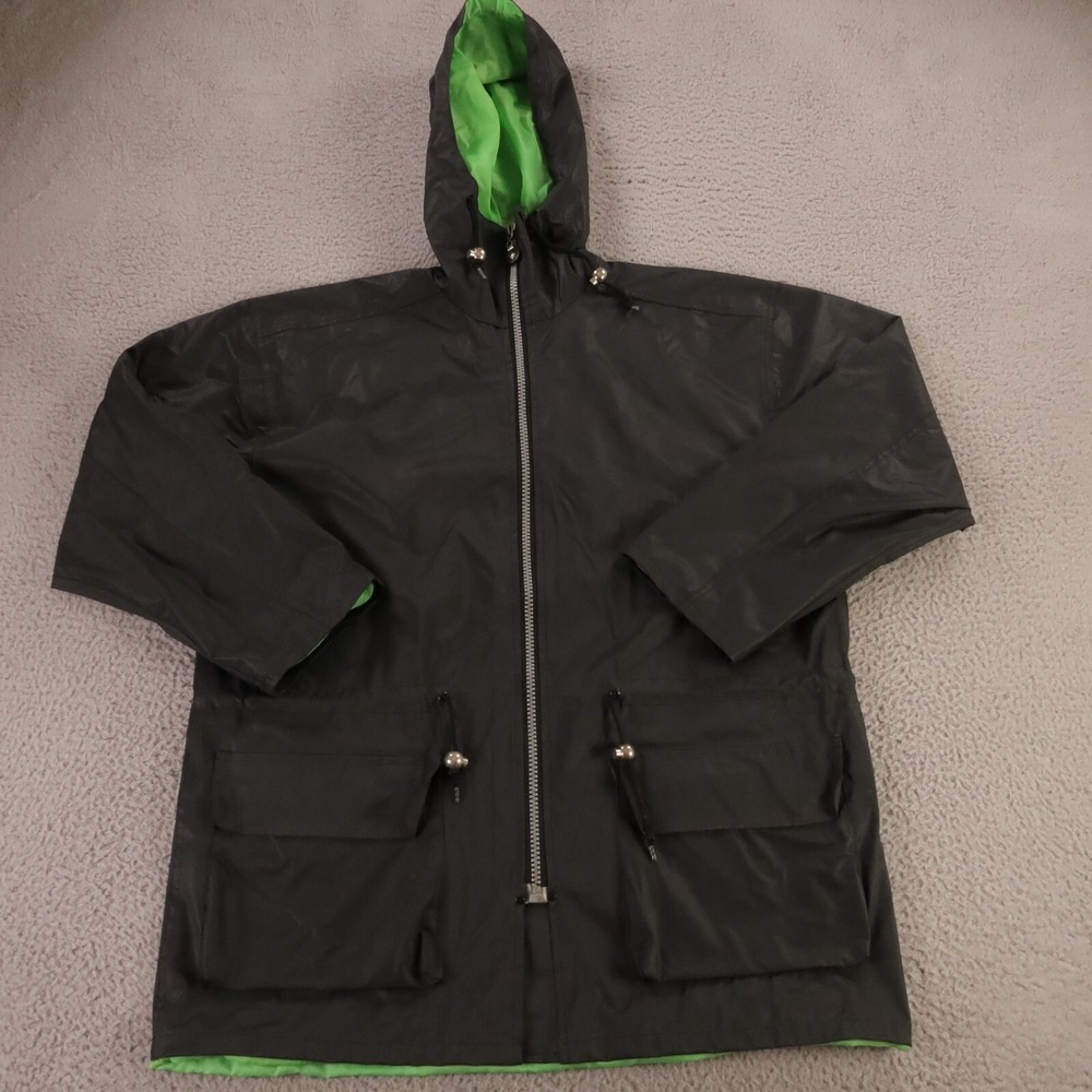 Wippette Jacket Womens M Black‎ Green Polyurethane Rainthings Rain Coat
